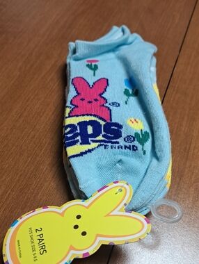 Peeps Ankle Socks - Light Blue with Pink Bunny (2 Pairs)/ BUNDLE ONLY